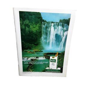 Vintage 1971 KOOL Menthol Cigarettes Waterfall Scene Print Ad Authentic Original